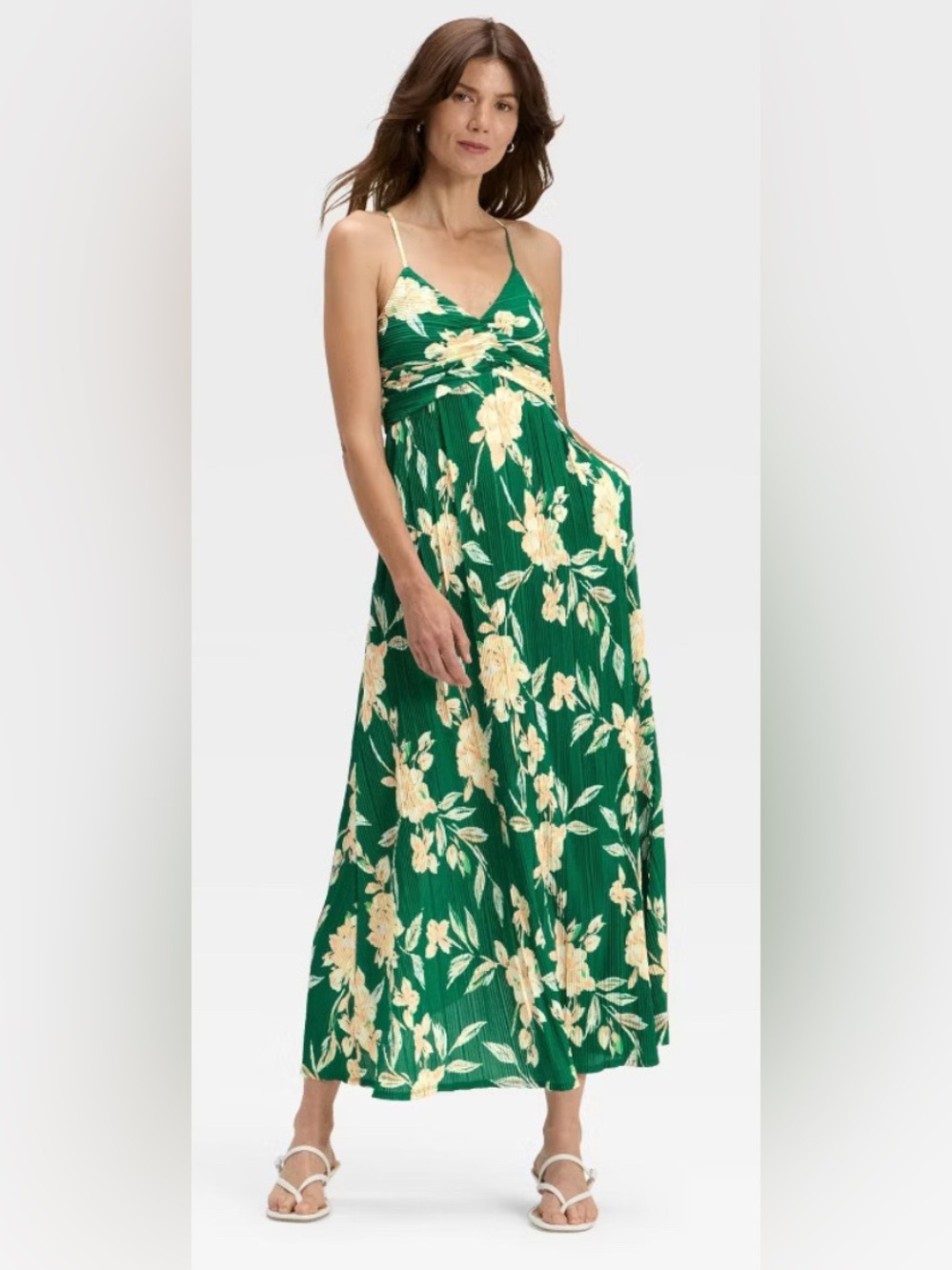 Target‎ Green Maxi Skirt with Cream Floral Print